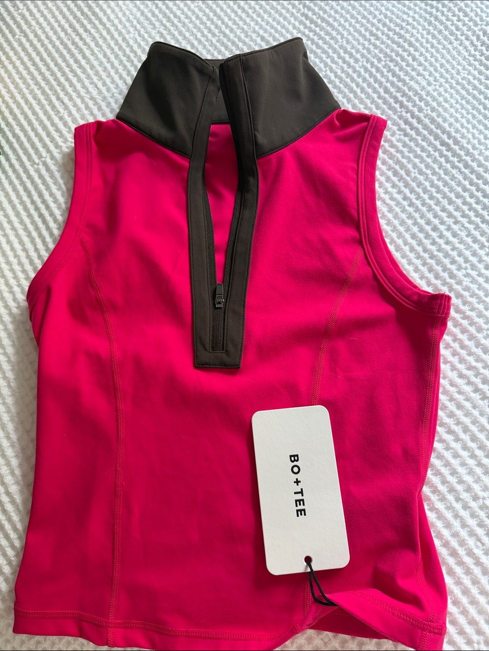 BO+TEE Hot Pink Mock Neck Zip-Front Athletic Tank